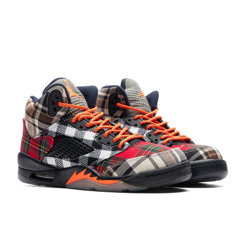 Air Jordan 5 Retro (GS) 'Plaid' - Black/Total Orange/Dark Obsidian - Image 2