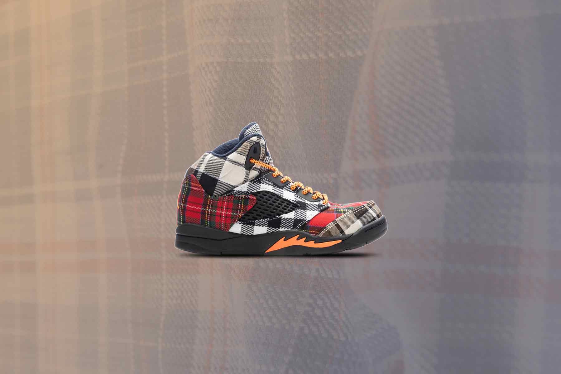 Air Jordan 5 Retro (PS) 'Plaid' - Black/Total Orange/Dark Obsidian - Image 5