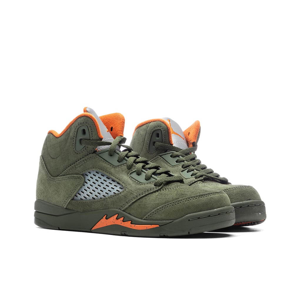 Air Jordan 5 Retro 'Olive' (PS) - Army Olive/Solar Orange - Image 2