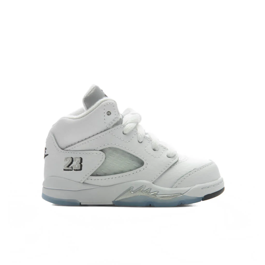 Air Jordan 5 Retro 'White Metallic' (TD) - White/Black/Metallic Silver