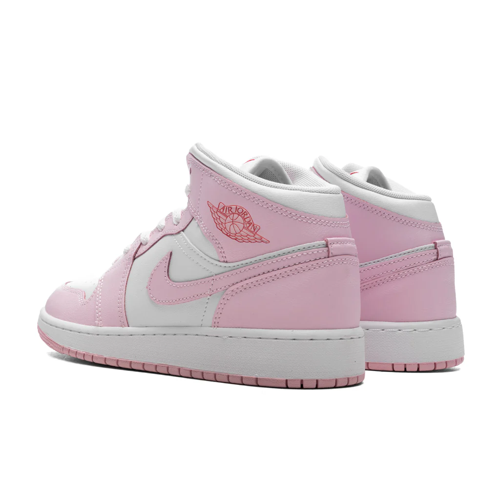 Air Jordan 1 Mid (GS) - Pink Foam/White/Fire Red - Image 3