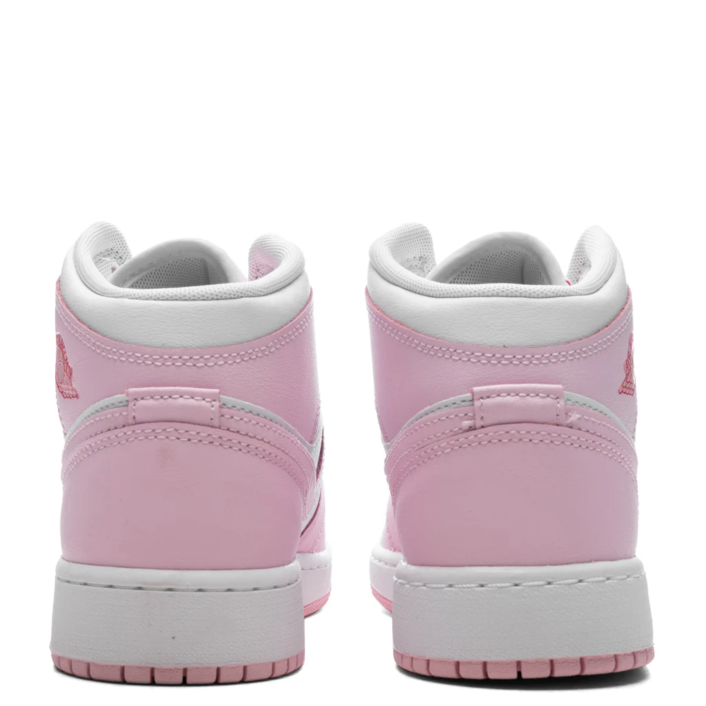 Air Jordan 1 Mid (GS) - Pink Foam/White/Fire Red - Image 4