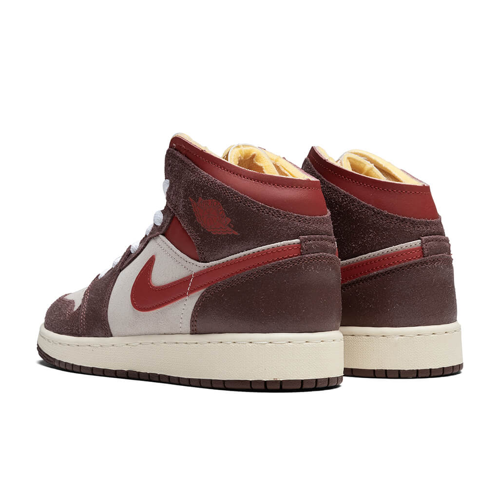 Air Jordan 1 Mid SE (GS) - Coconut Milk/Varsity Red/Dark Pony - Image 3
