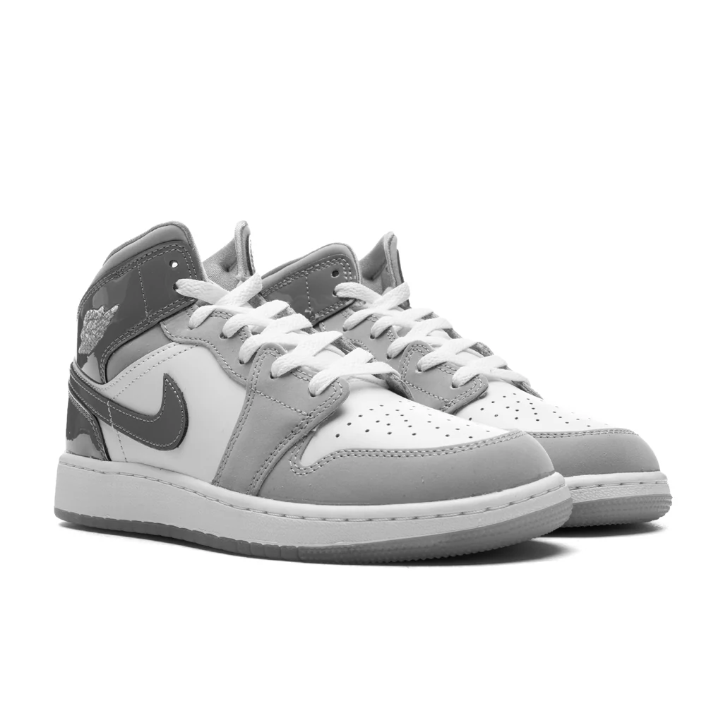 Air Jordan 1 Mid SE (GS) - White/Cool Grey/Medium Grey - Image 2