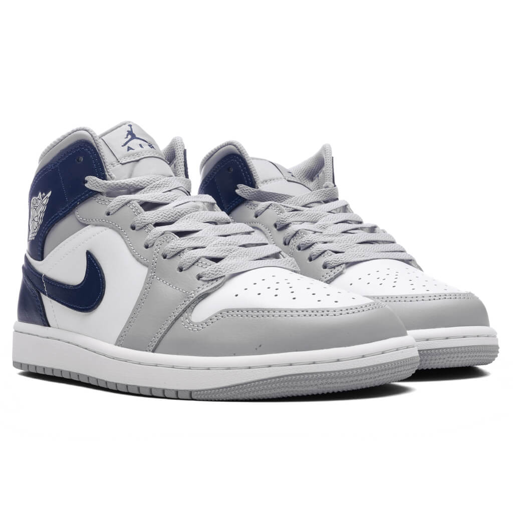 Air Jordan 1 Mid - White/Midnight Navy/Wolf Grey - Image 2