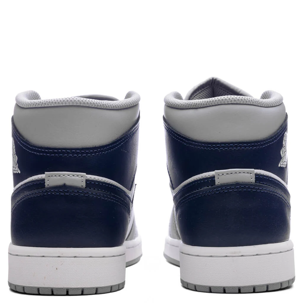 Air Jordan 1 Mid - White/Midnight Navy/Wolf Grey - Image 4