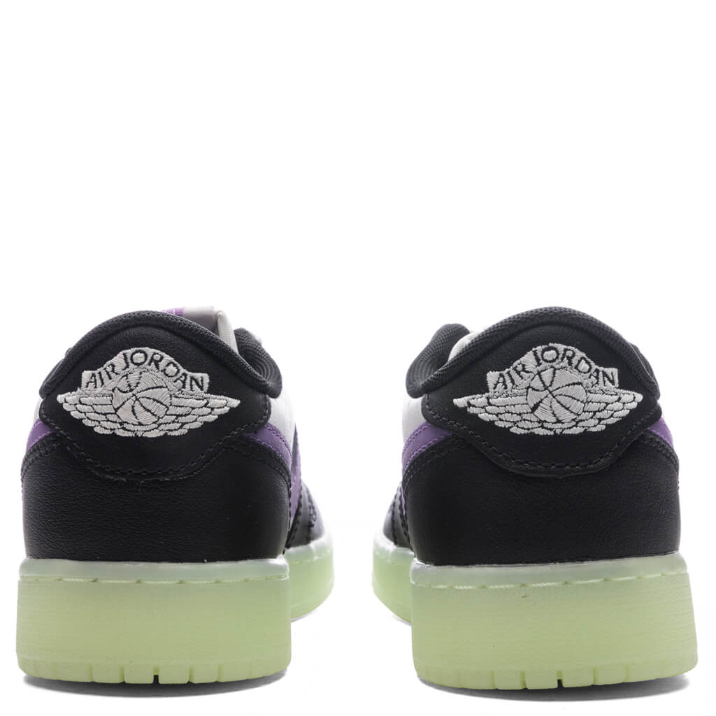 Air Jordan 1 Retro Low OG (GS) - Black/Black Raspberry/Volt Tint - Image 4