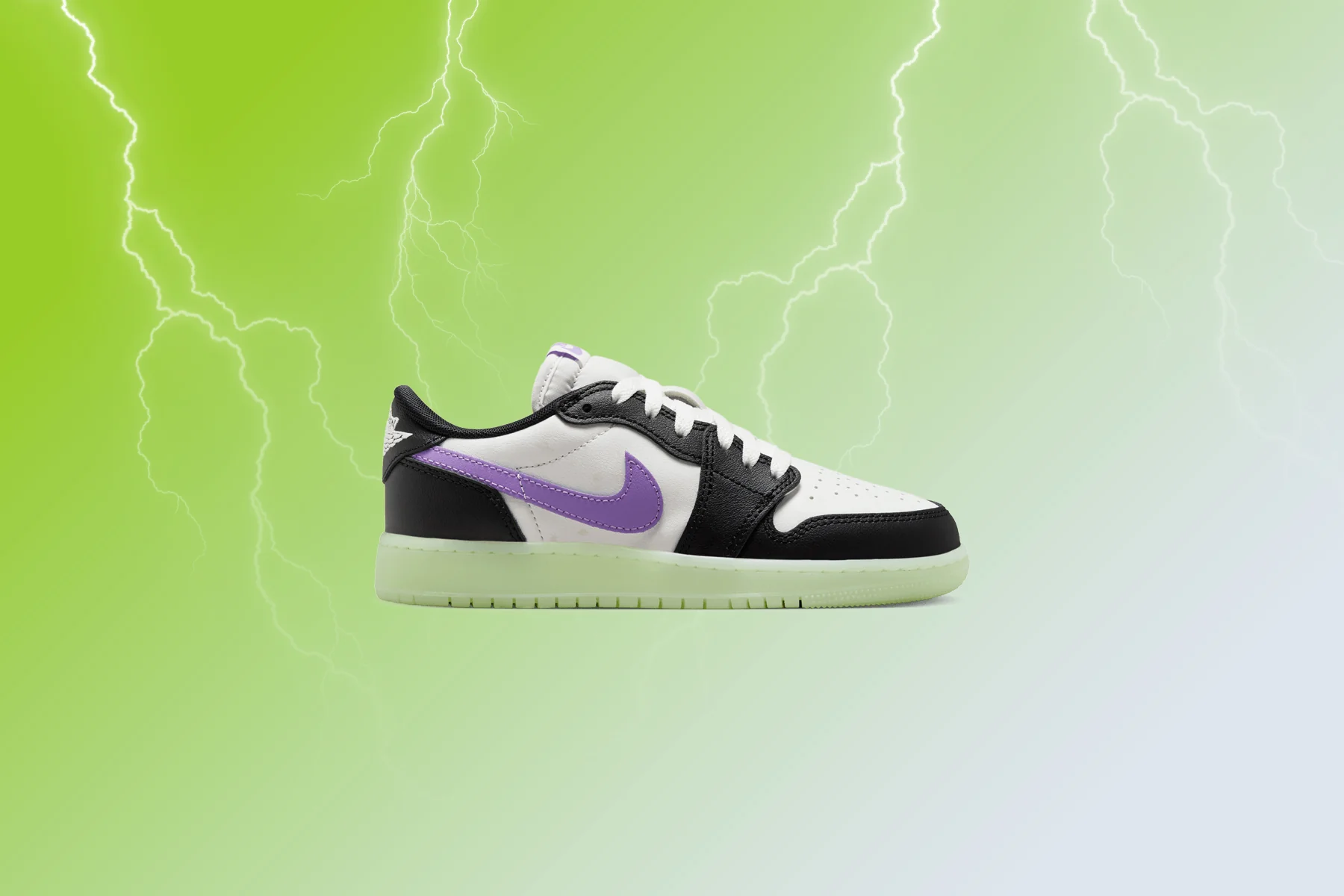 Air Jordan 1 Retro Low OG (GS) - Black/Black Raspberry/Volt Tint - Image 5