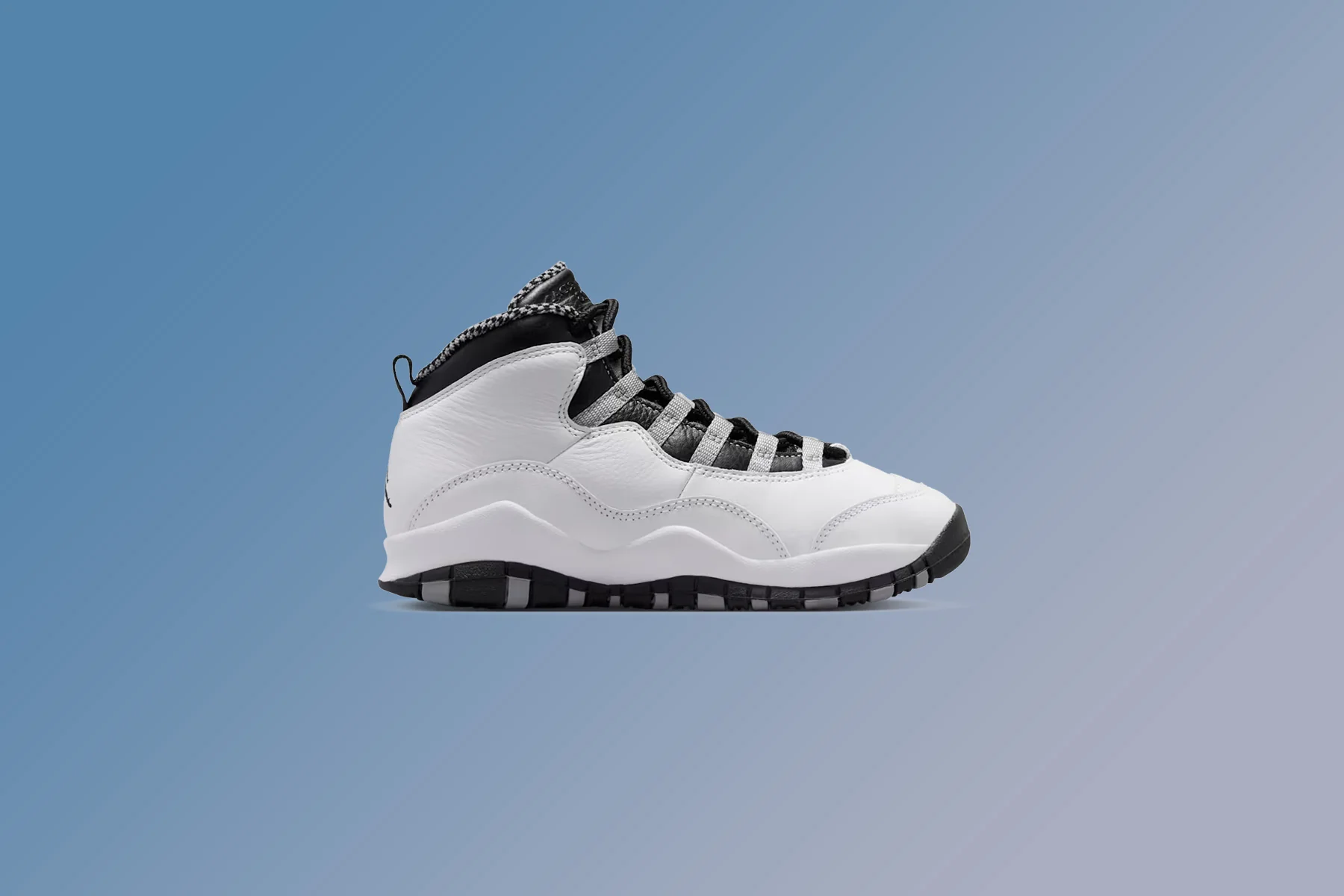 Air Jordan 10 Retro 'Steel' (GS) - White/Black/Light Steel Grey/Dark Powder Blue - Image 2