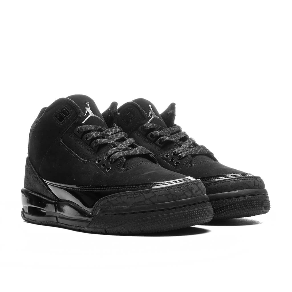 Air Jordan 3 Retro 'Black Cat' (GS) - Black/Dark Charcoal/White - Image 2