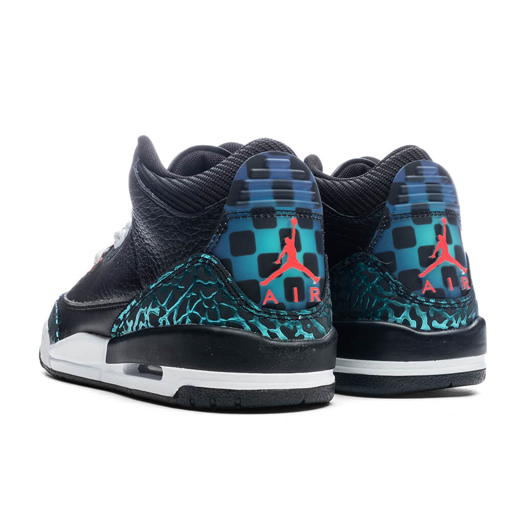Air Jordan 3 Retro (GS) 'Moto' - Black/Siren Red/Hyper Jade - Image 3