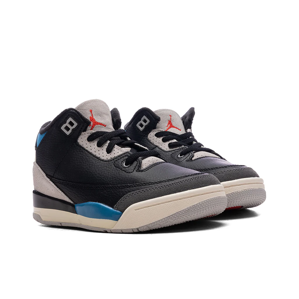 Air Jordan 3 Retro OG 'Rare Air' (PS) - Black/Chile Red/Neutral Grey - Image 2