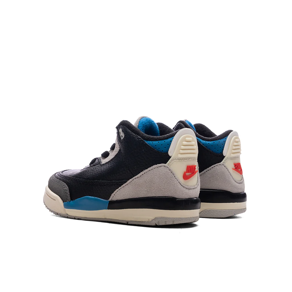 Air Jordan 3 Retro OG 'Rare Air' (TD) - Black/Chile Red/Neutral Grey - Image 3