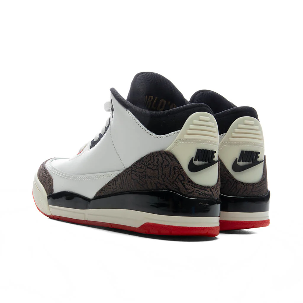 Air Jordan 3 Retro OG 'World's Best Dad' (PS) - Sail/Black/University Red/Pale Ivory - Image 2