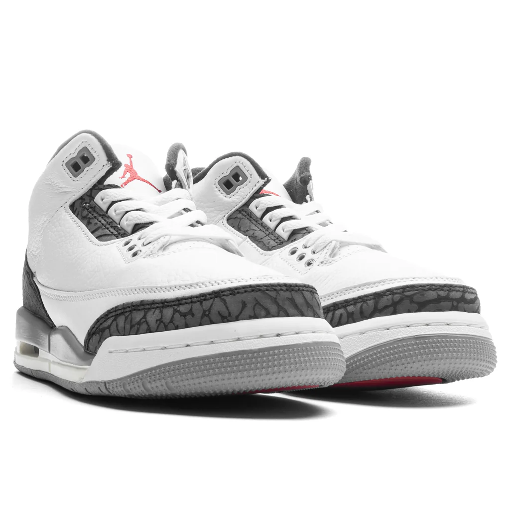 Air Jordan 3 Retro (PS) - Summit White/Fire Red/Cement Grey - Image 2