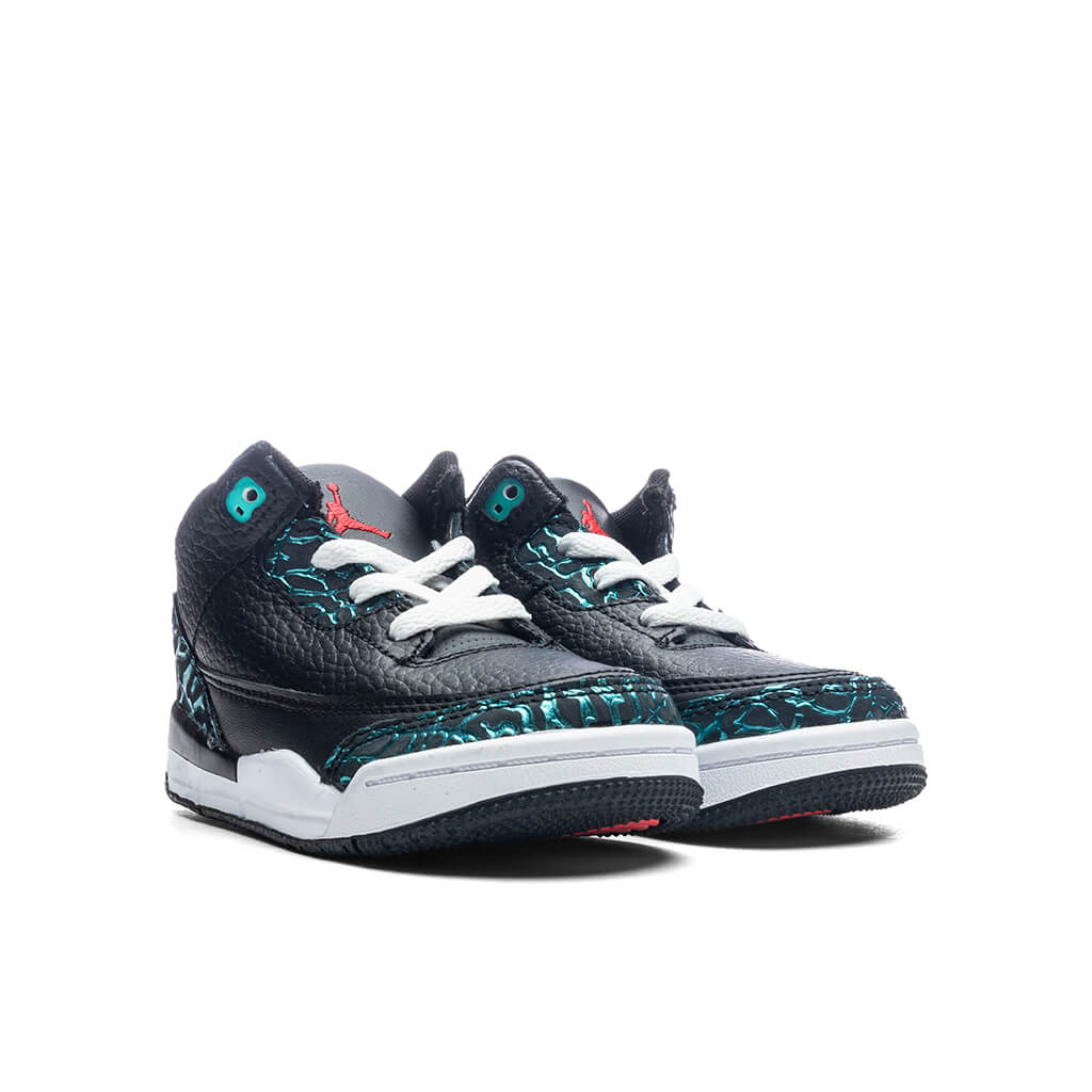 Air Jordan 3 Retro (TD) 'Moto' - Black/Siren Red/Hyper Jade - Image 2