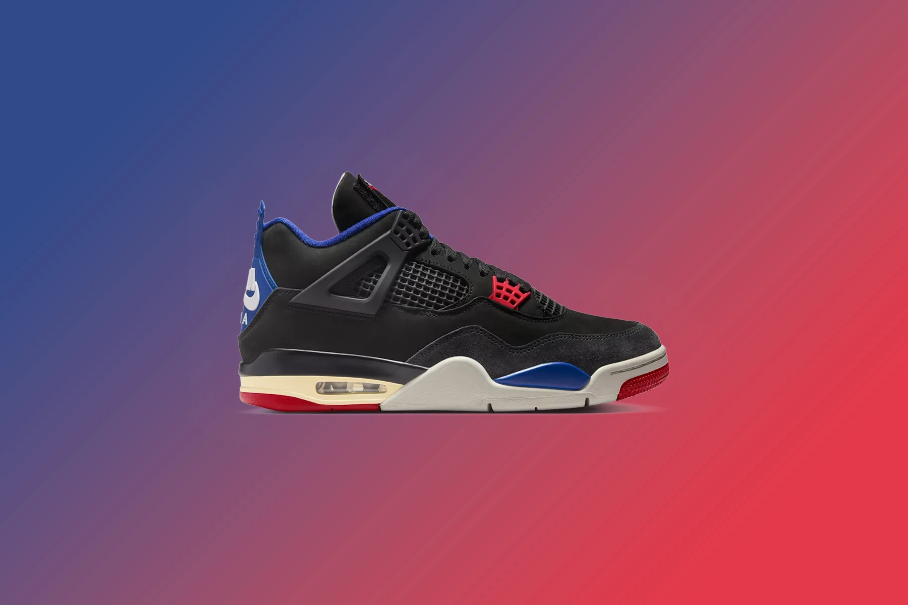 Air Jordan 4 Retro 'Rare Air' - Black/Fire Red/Deep Royal Blue - Image 2