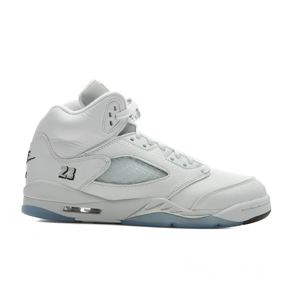 Air Jordan 5 Retro 'White Metallic' (GS) - White/Black/Metallic Silver