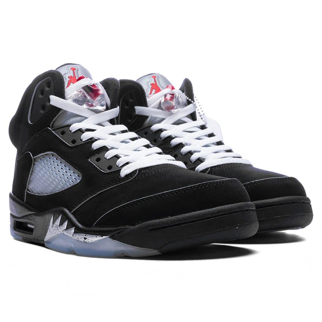 Air Jordan 5 Retro OG 'Black Metallic Reimagined' - Black/White/Metallic Silver/Fire Red - Image 2
