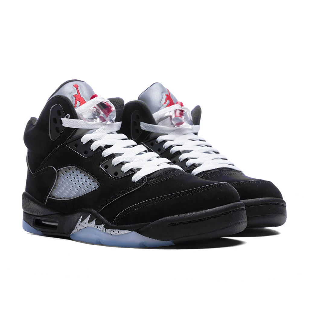 Air Jordan 5 Retro OG 'Black Metallic Reimagined' (GS) - Black/White/Metallic Silver/Fire Red - Image 2