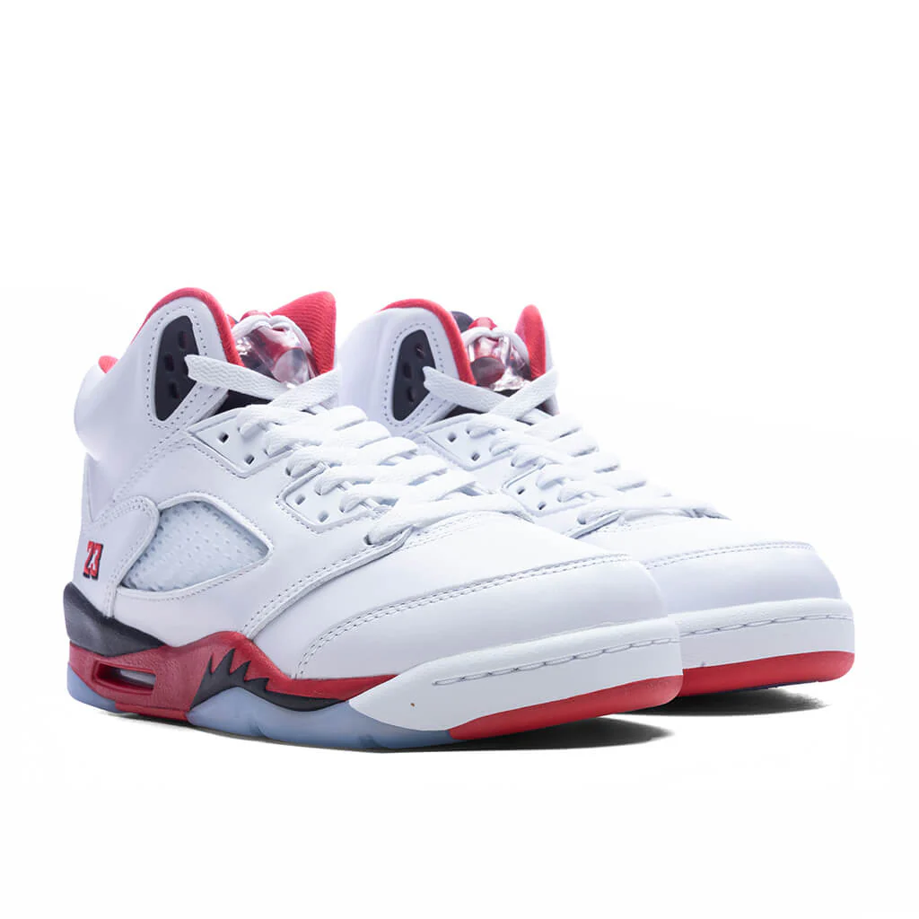 Air Jordan 5 Retro OG Fire Red 'Black Tongue' (GS) - White/Fire Red/Black - Image 2