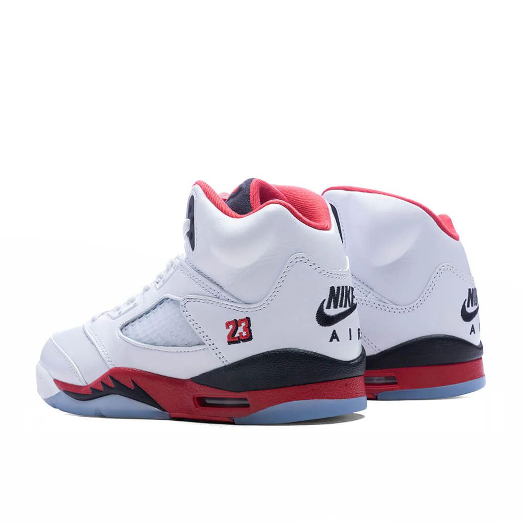 Air Jordan 5 Retro OG Fire Red 'Black Tongue' (GS) - White/Fire Red/Black - Image 3