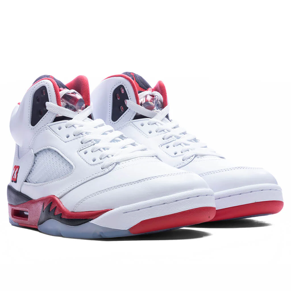 Air Jordan 5 Retro OG Fire Red 'Black Tongue' - White/Fire Red/Black - Image 2