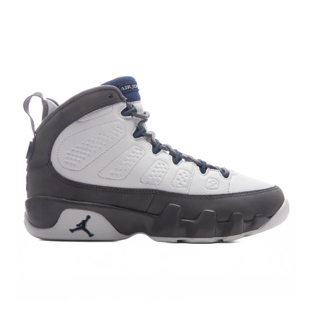 Air Jordan 9 Retro 'Flint Grey' (GS) - White/French Blue/Flint Grey