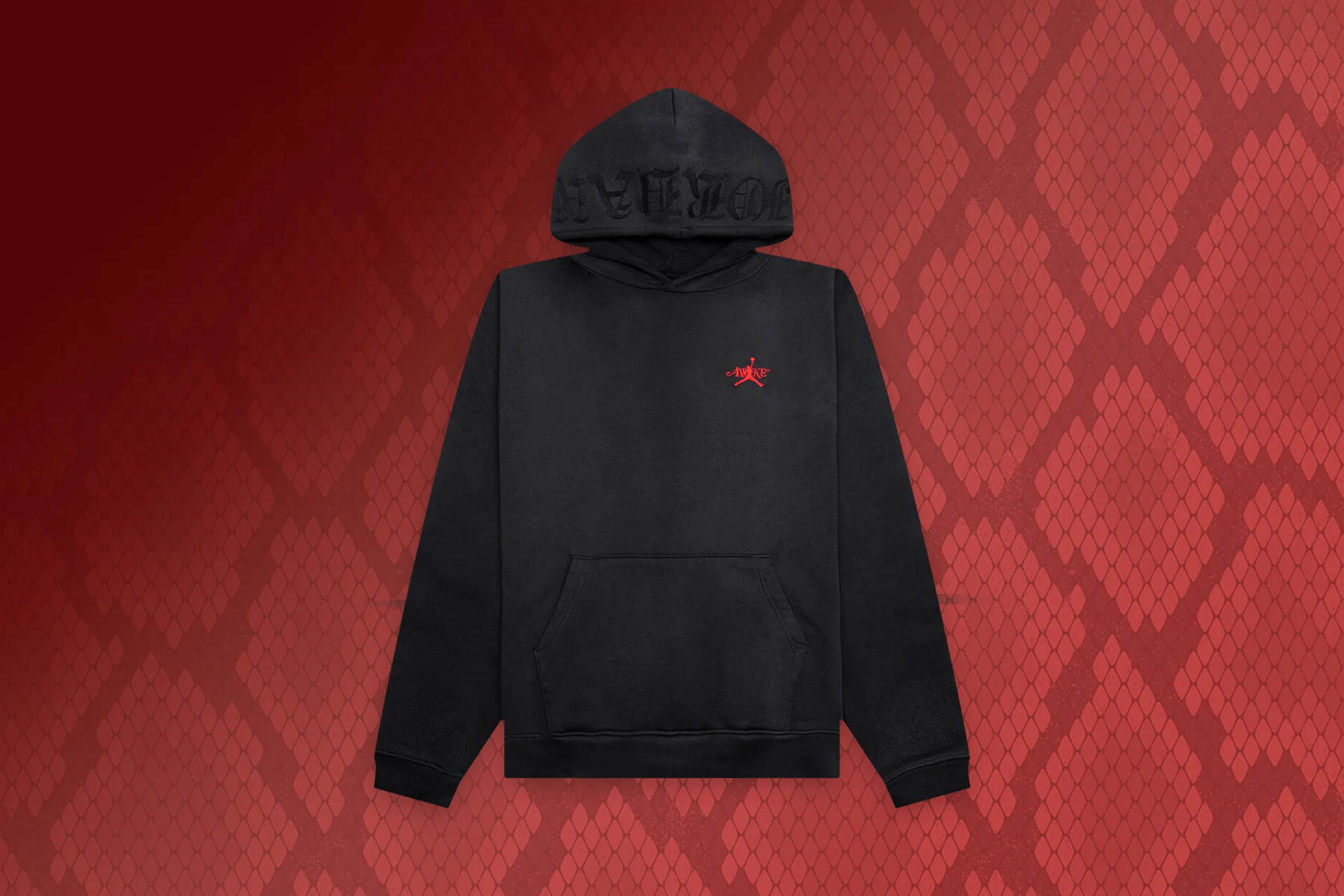 Awake NY x Jordan Fleece Hoodie - Black/Sail/University Red - Image 6