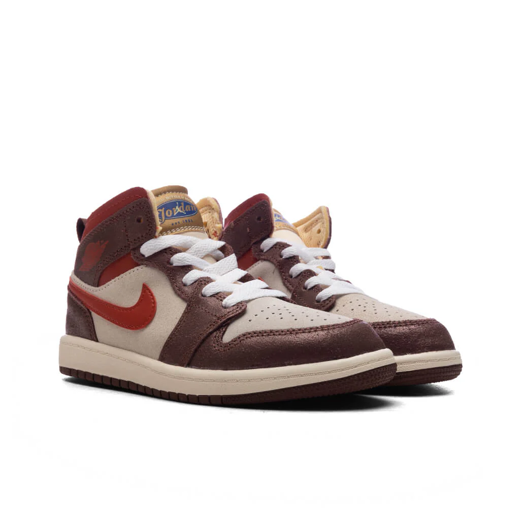 Jordan 1 Mid SE (PS) - Coconut Milk/Varsity Red/Dark Pony - Image 2