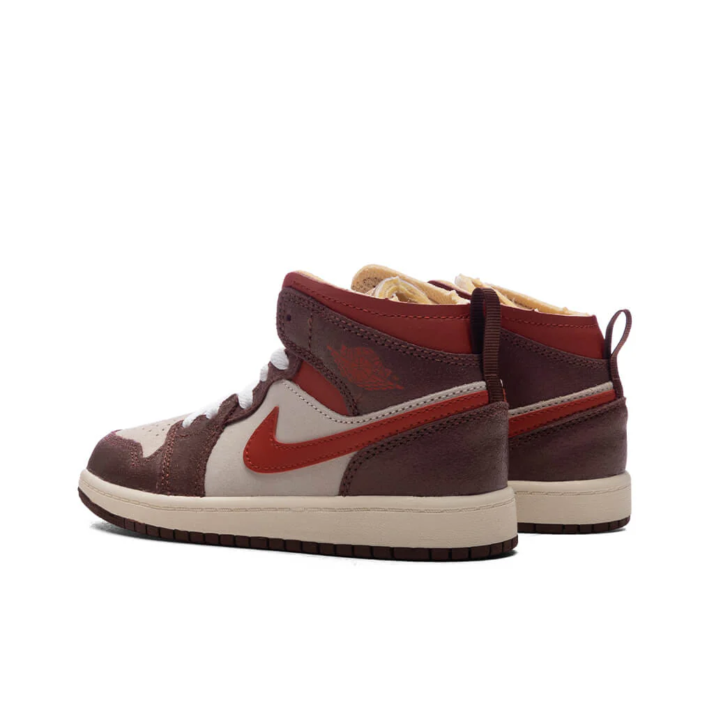 Jordan 1 Mid SE (PS) - Coconut Milk/Varsity Red/Dark Pony - Image 3