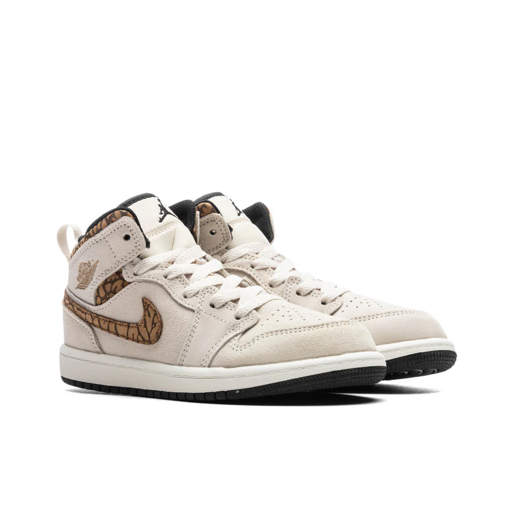 Jordan 1 Mid SE (PS) - Light Orewood Brown/Metallic Gold/White - Image 2