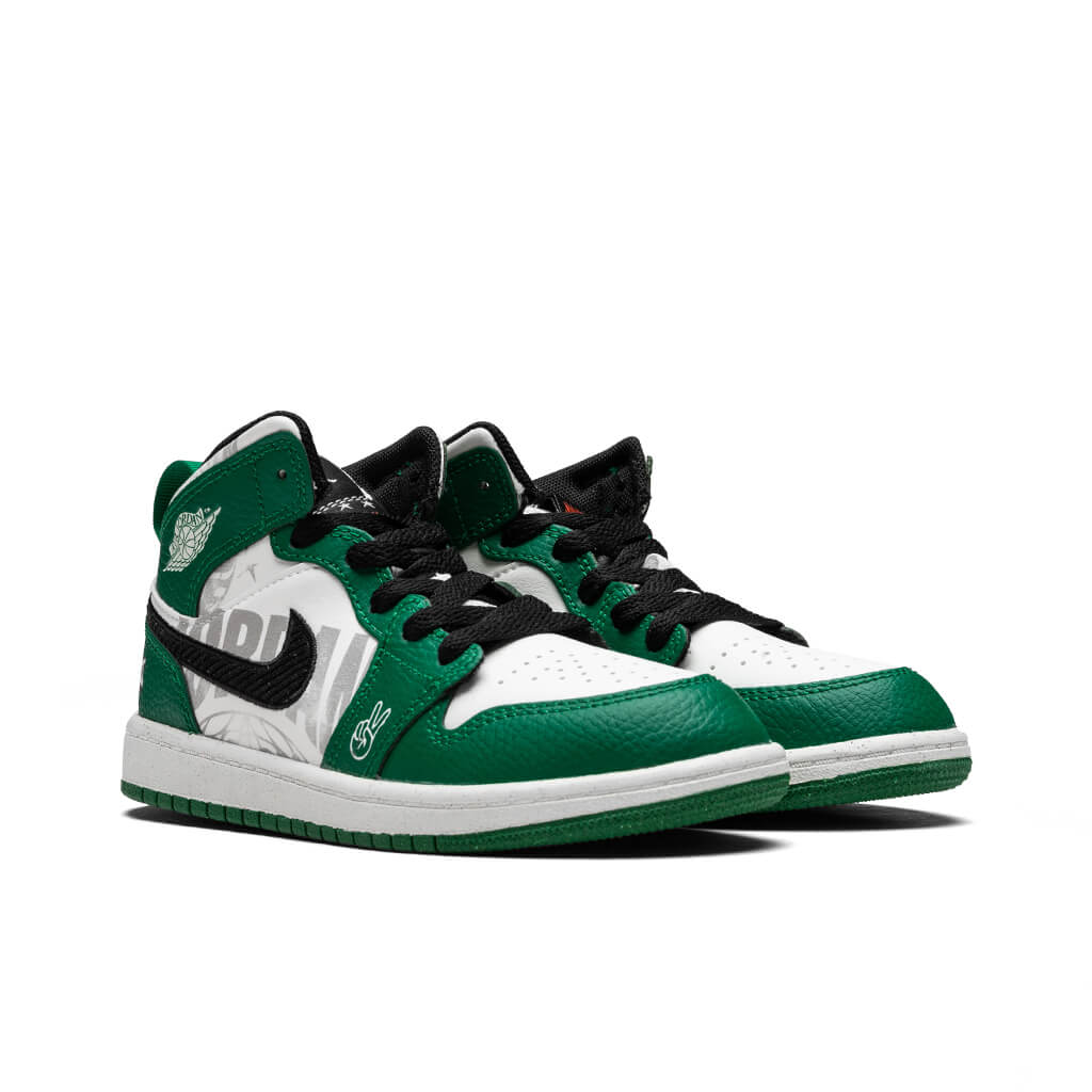 Jordan 1 Mid SE (PS) - Pine Green/Sail/Black/Team Orange - Image 2