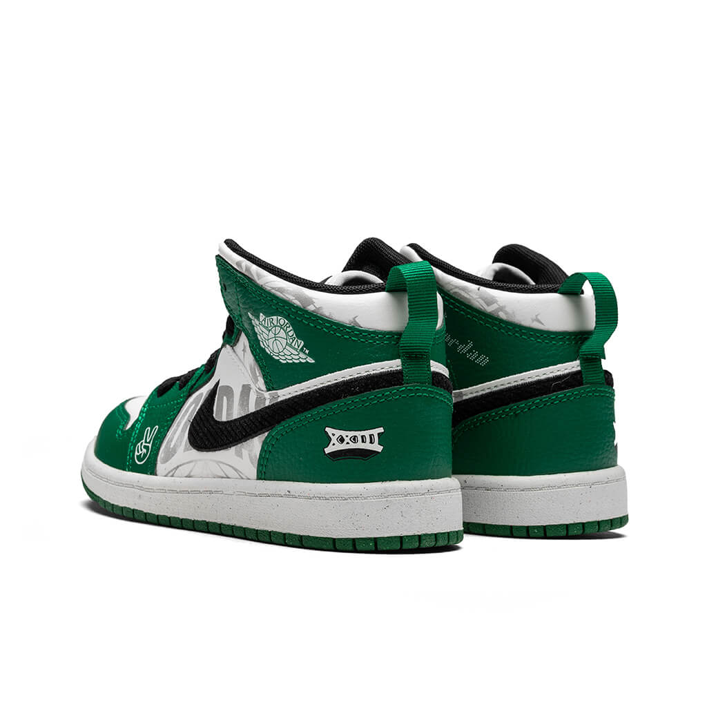 Jordan 1 Mid SE (PS) - Pine Green/Sail/Black/Team Orange - Image 3