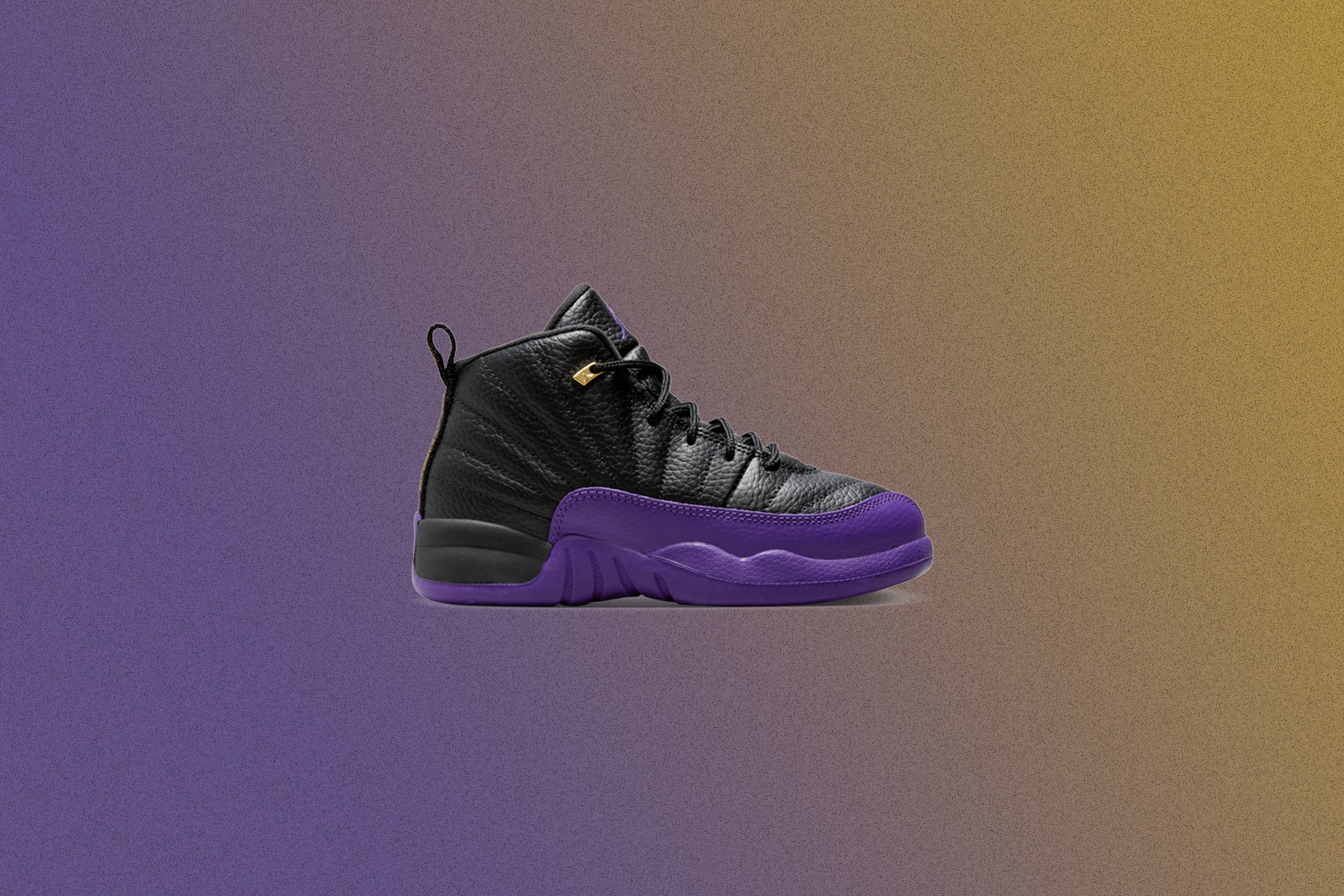 Jordan 12 Retro (PS) - Black/Field Purple/Metallic Gold - Image 5