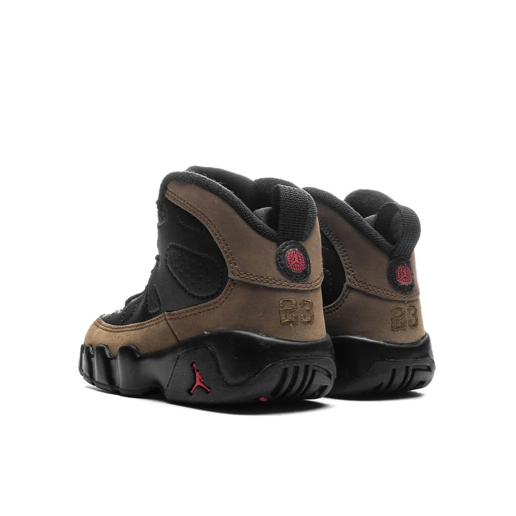 Jordan 9 Retro (TD) - Black/True Red/Light Olive - Image 3