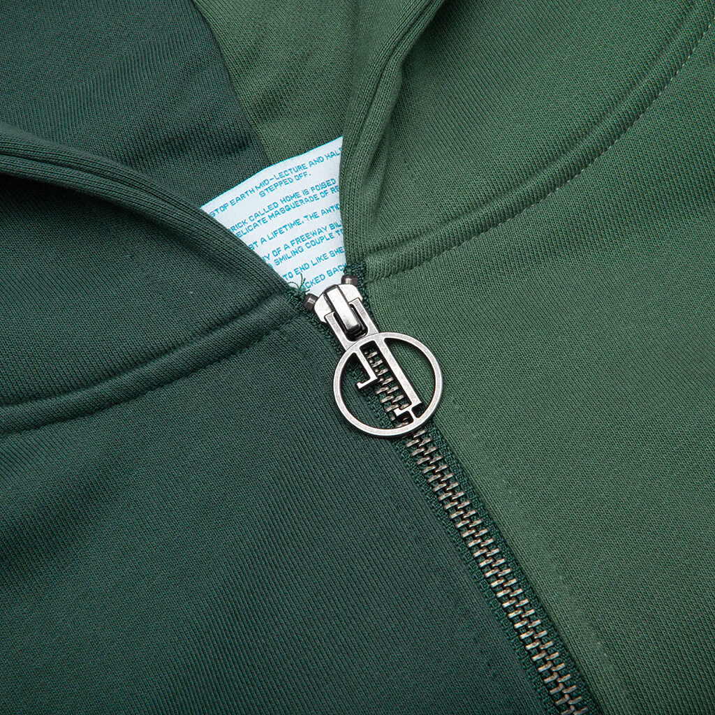 Appointment Only Zip Up Split Hoodie - Green - Image 3
