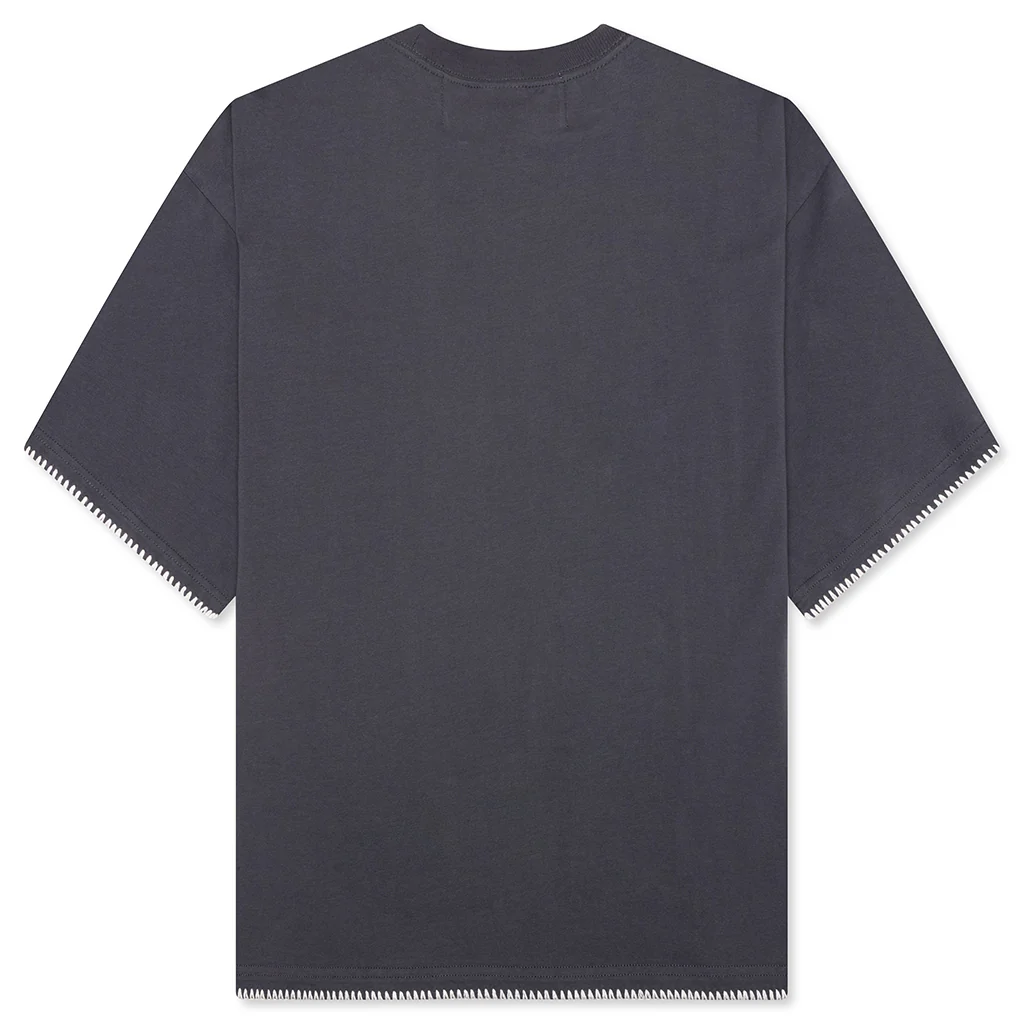 Blanket Stitch Vintage Tee - Sun Faded Grey - Image 2