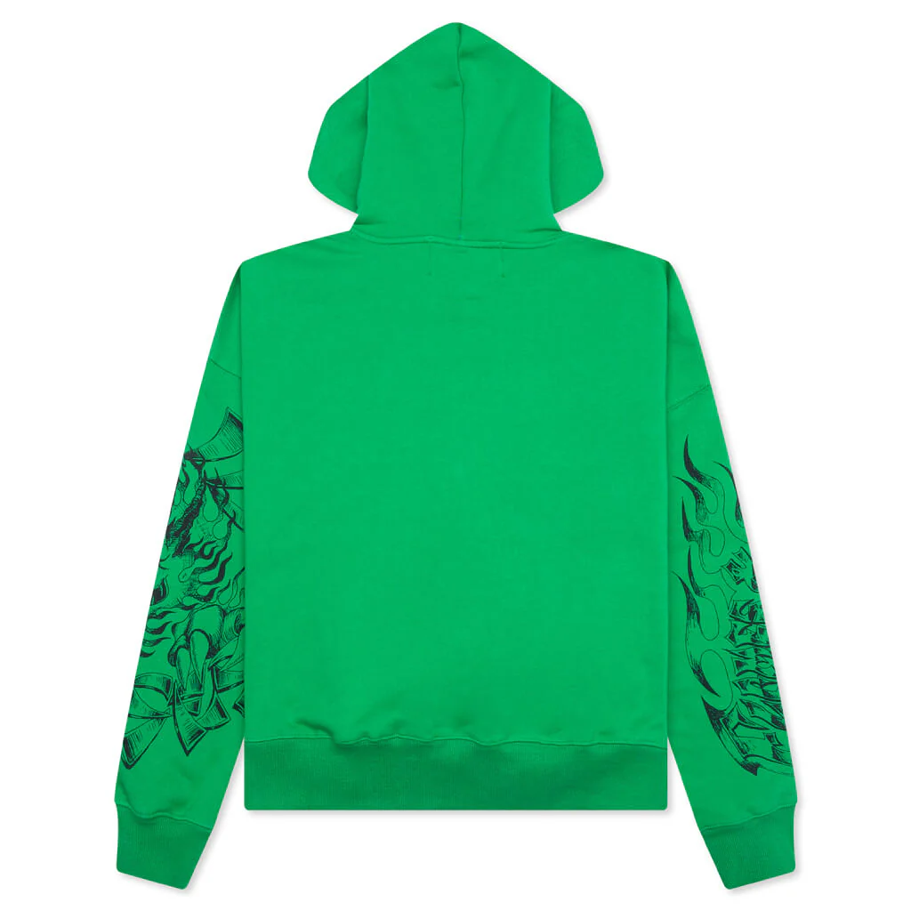 Flames N Stuff Hoodie - Spray Fade Green - Image 2