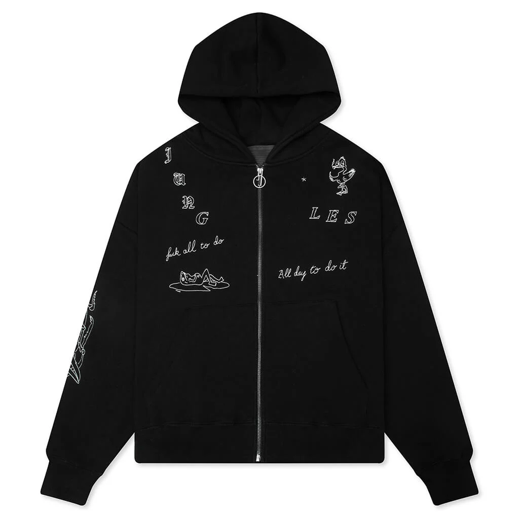 Fuck All Zip Hoodie - Black