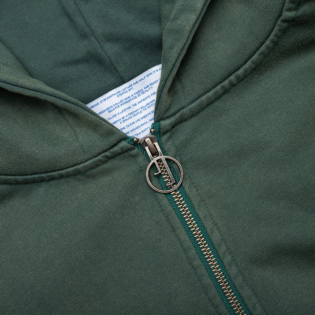 Good Morning Cops Vintage Wash Zip Hoodie - Washed Green - Image 3