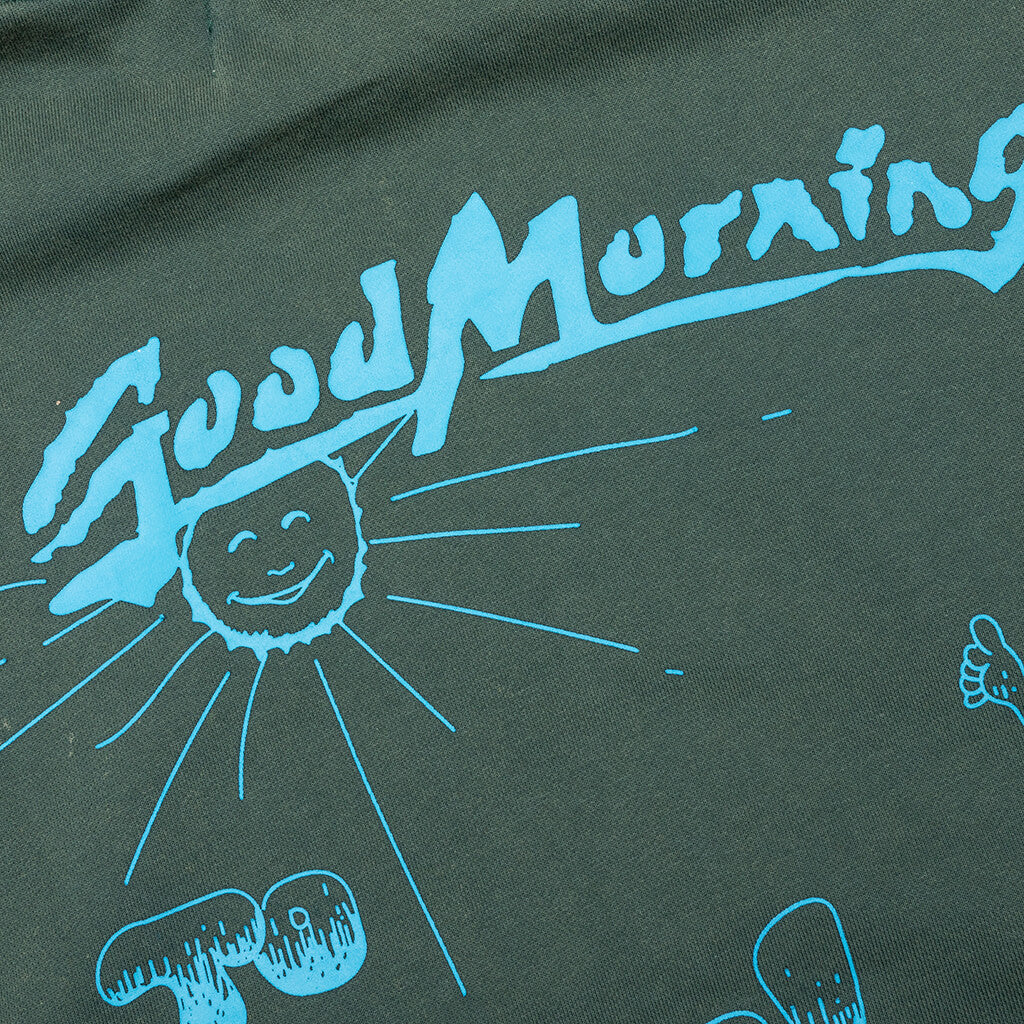 Good Morning Cops Vintage Wash Zip Hoodie - Washed Green - Image 5