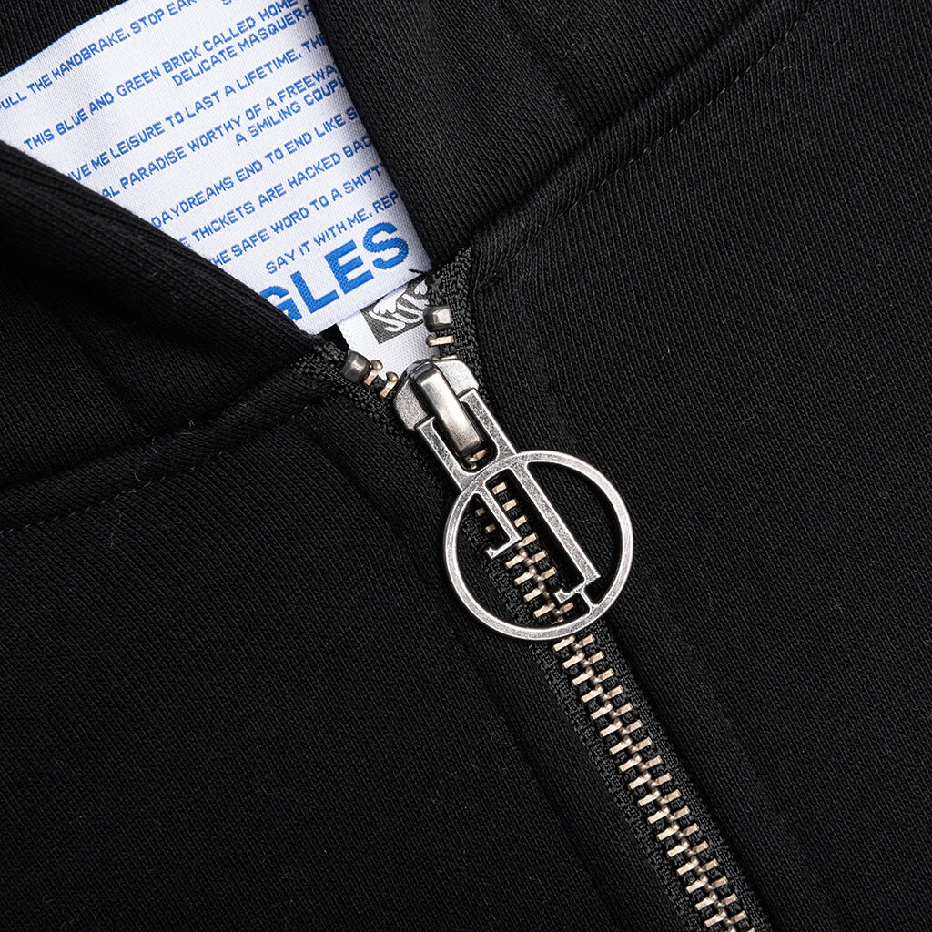 Lace Panel Hoodie - Black - Image 3