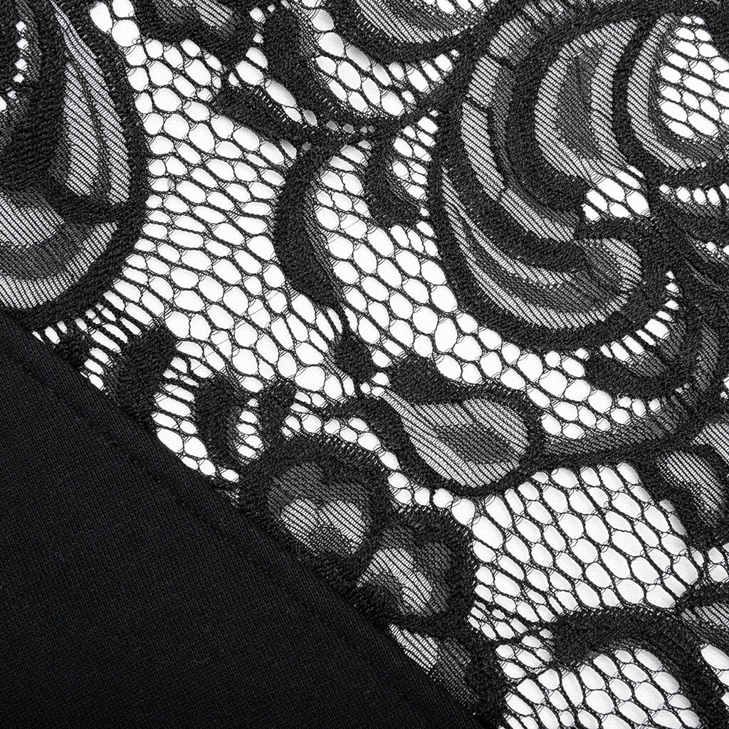 Lace Panel Hoodie - Black - Image 4