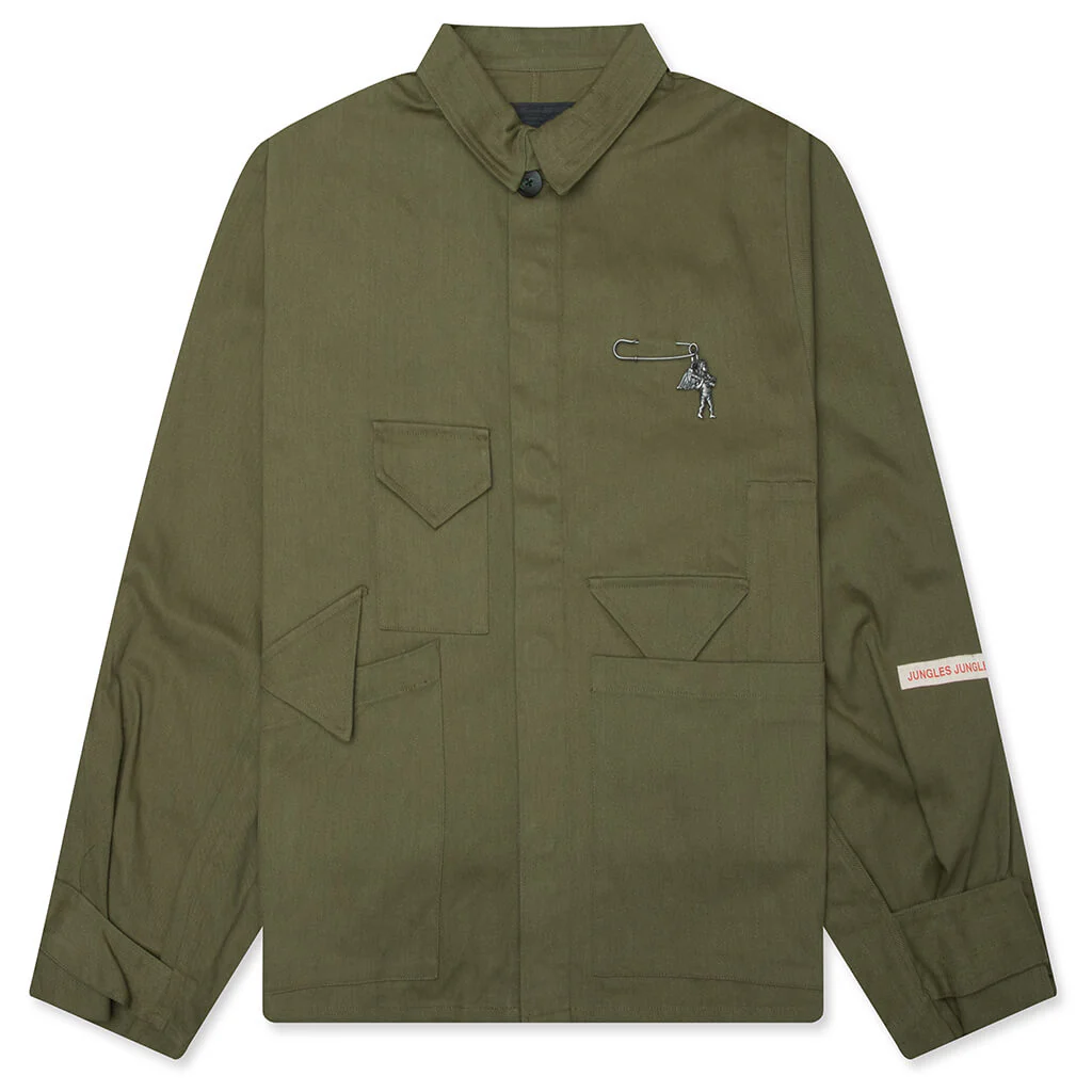 Pockets Boxy Jacket - Green