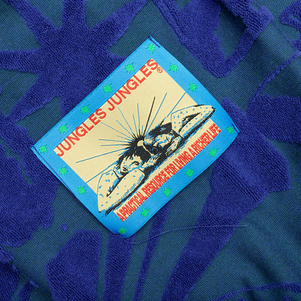 Terry Towelling Hoodie - Blue/Green - Image 3