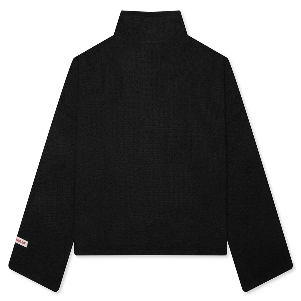 Zip Up Boxy Knit Jacket - Black - Image 2