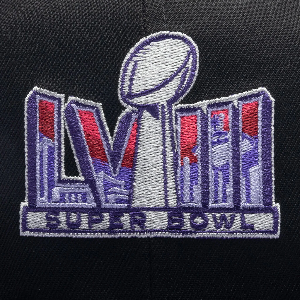 Just Don x Usher Super Bowl LVIII 9FIFTY Snapback Hat - Black/Purple Python - Image 2