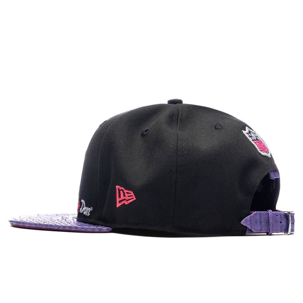 Just Don x Usher Super Bowl LVIII 9FIFTY Snapback Hat - Black/Purple Python - Image 4