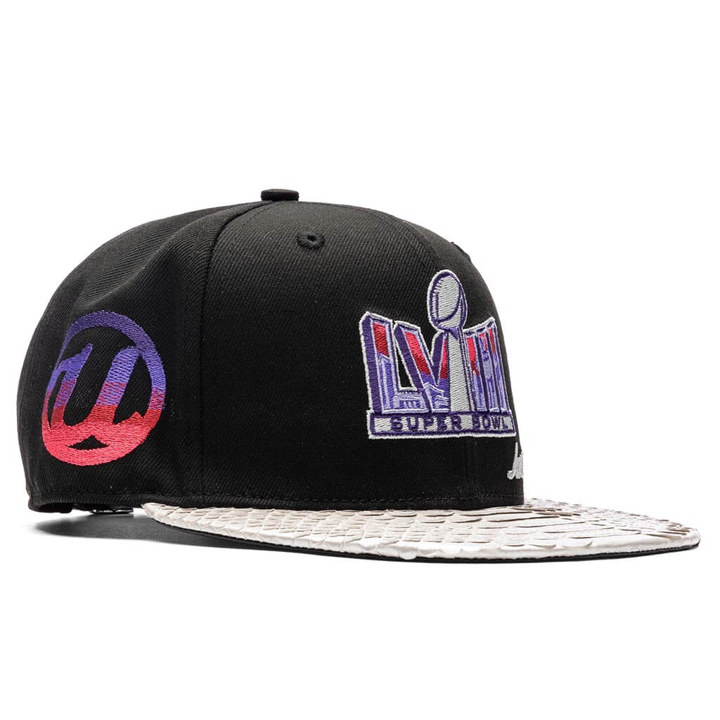 Just Don x Usher Super Bowl LVIII 9FIFTY Snapback Hat - Black/Silver Python - Image 3